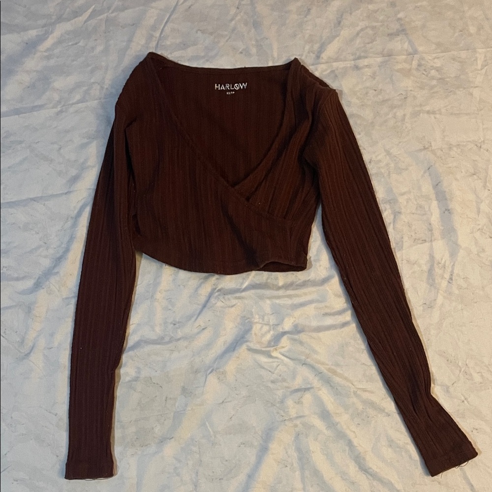 Harlow Chocolate Ribbed Crop Top